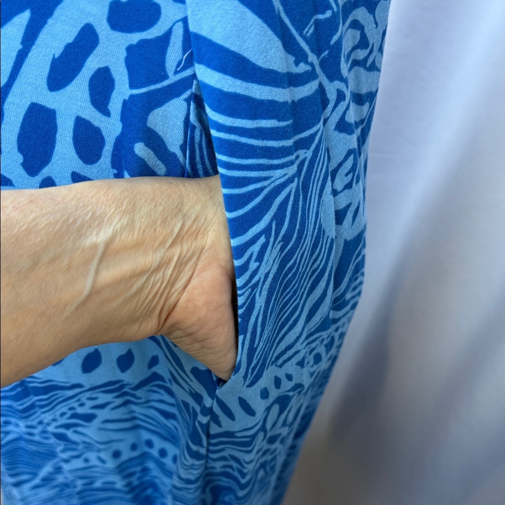 Soft Surroundings Ocean Blue Patterned Sleeveless… - image 4